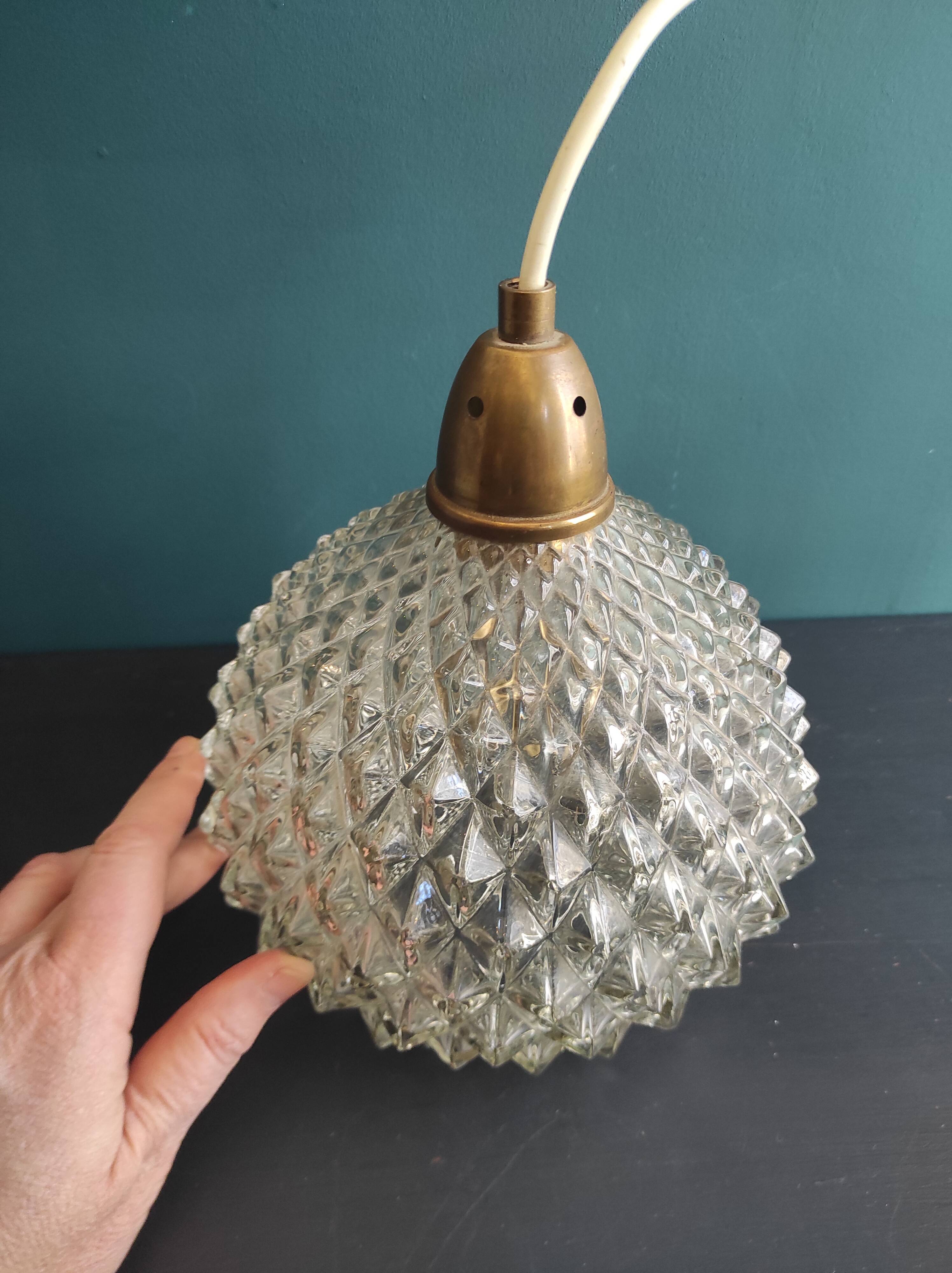 Vintage French hanging glass lamp
