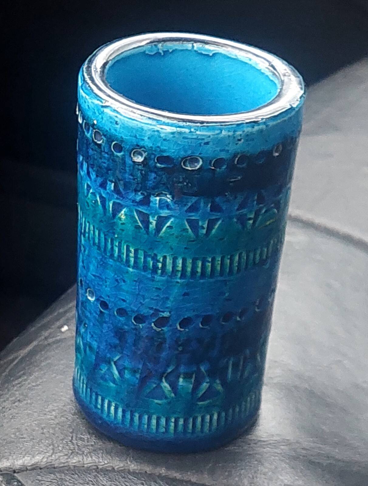 Ceramic vase Bitossi Aldo Londi blue Rimini series 1970s