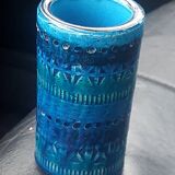 Ceramic vase Bitossi Aldo Londi blue Rimini series 1970s
