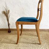 Beech wood chairs, sabre legs and upholstered seat, 1960s-1970s