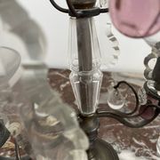 pair of chandeliers, lamp, silver-plated metal, crystal, tassels, florets, pendant, rosettes
