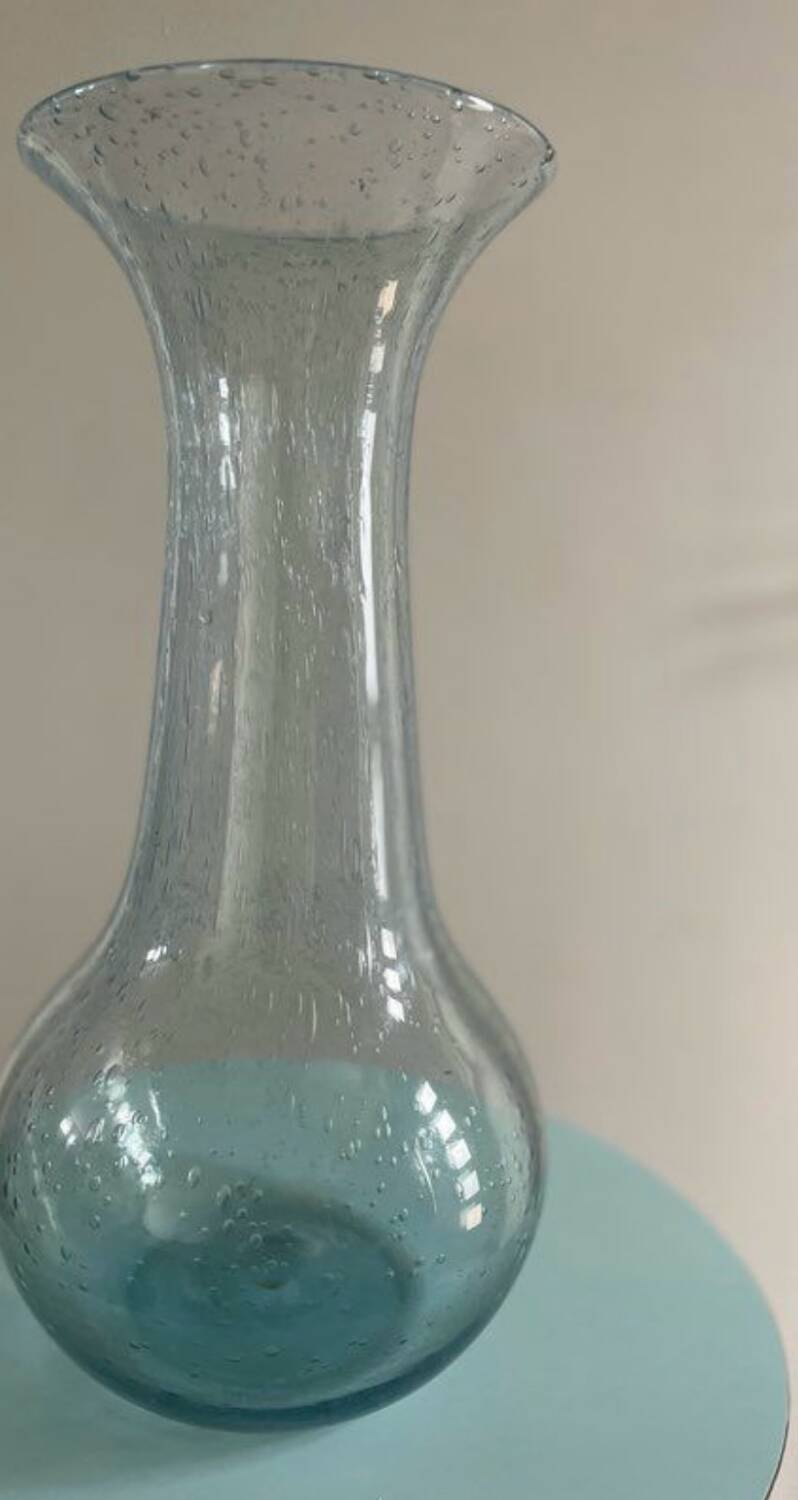 BIOT blue glass vase