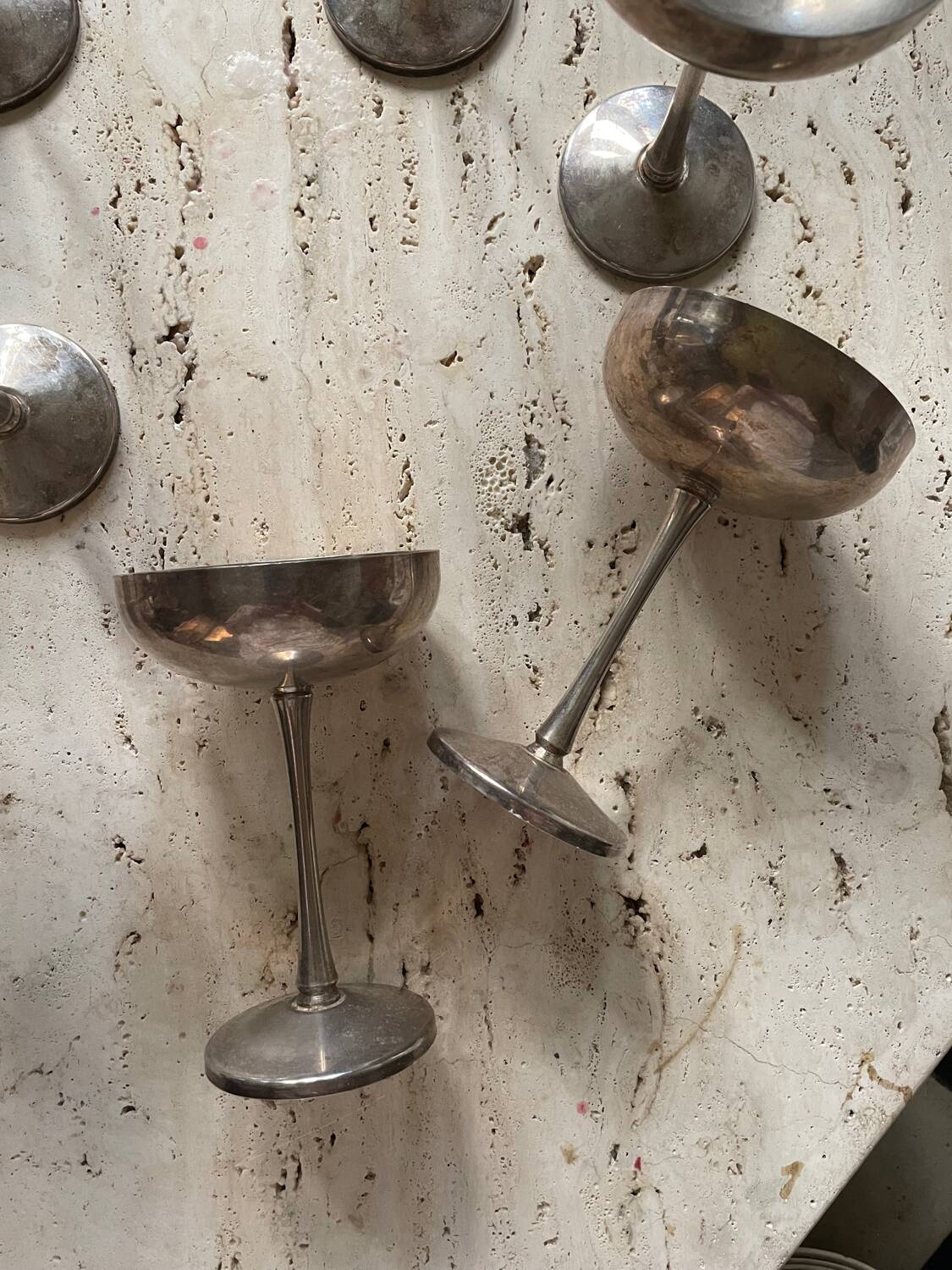 8 coupes à glace plaqué argent, italie