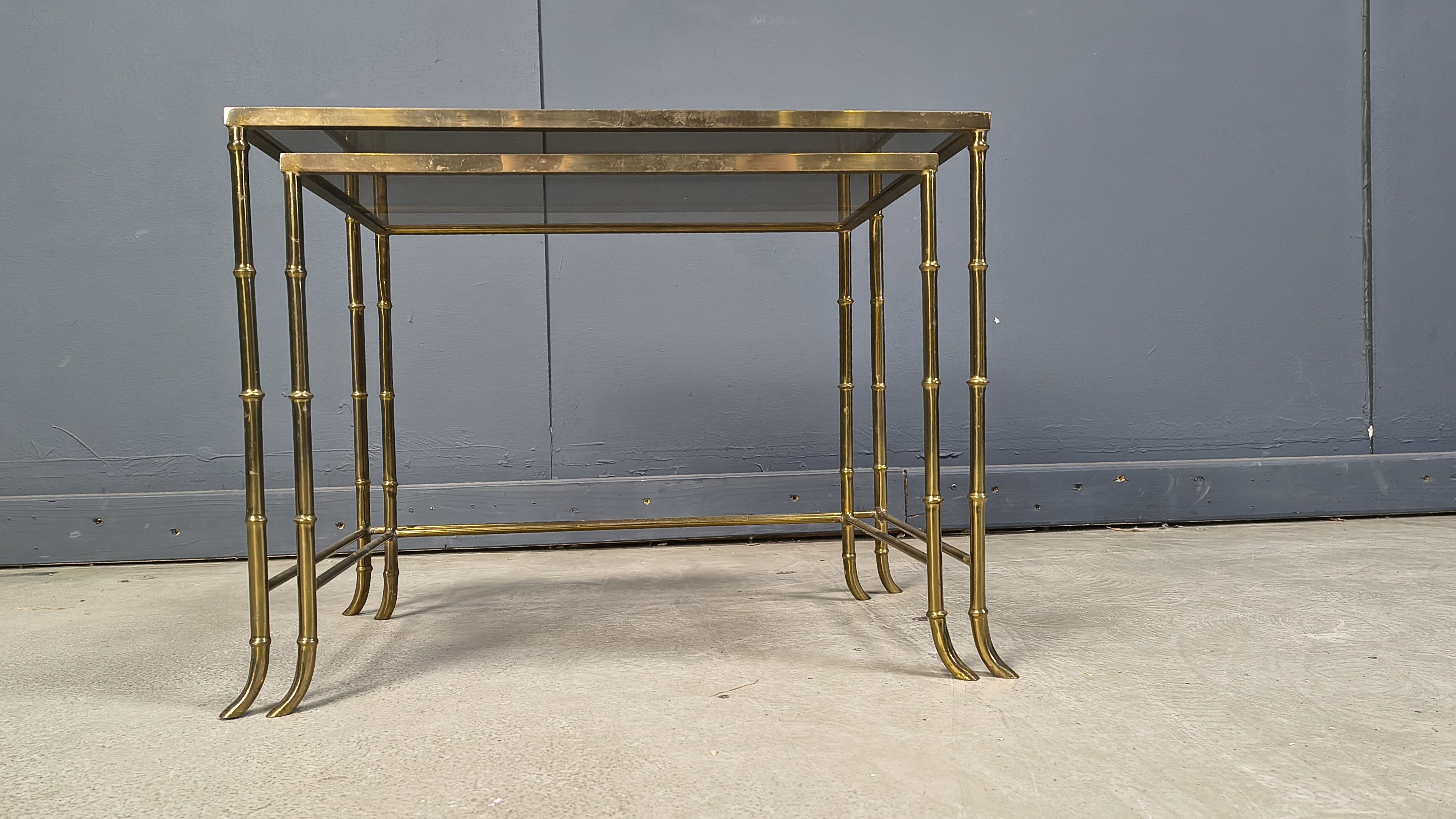 Brass faux bamboo nesting tables, 1960s