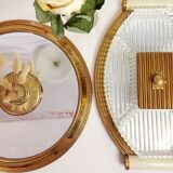 Vintage round mirror tray