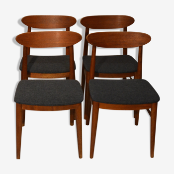 Série de 4 chaises scandinaves retapissées