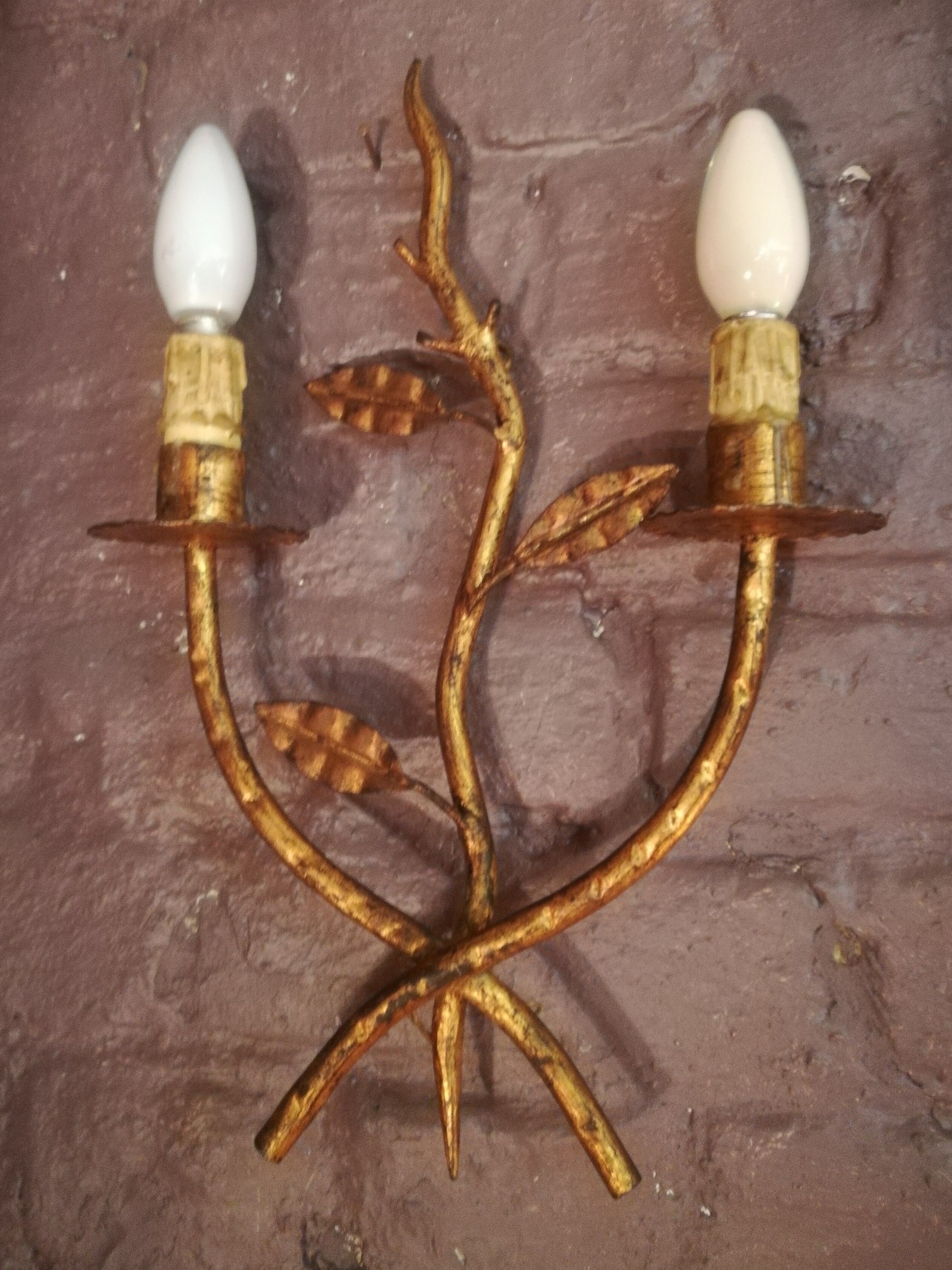 Pair of gold metal foliage appliques