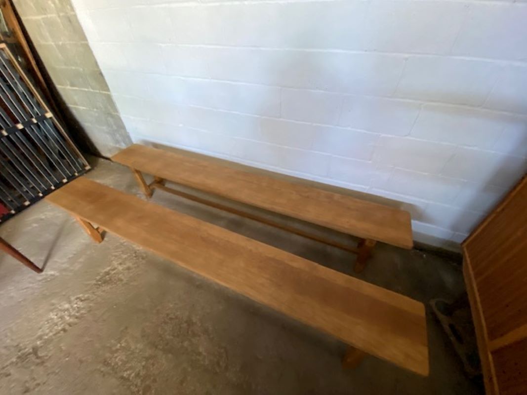 Pair of benches for rustic farmhouse table 1950