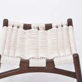 Stool with wenge structure and oak bars with braided seat by Martin Godsk