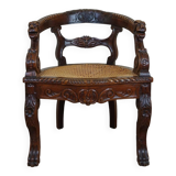 Renaissance style office chair in solid oak circa 1850