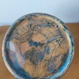 Pair of Primavera vases in blue ceramic with plant decoration 1920-1930