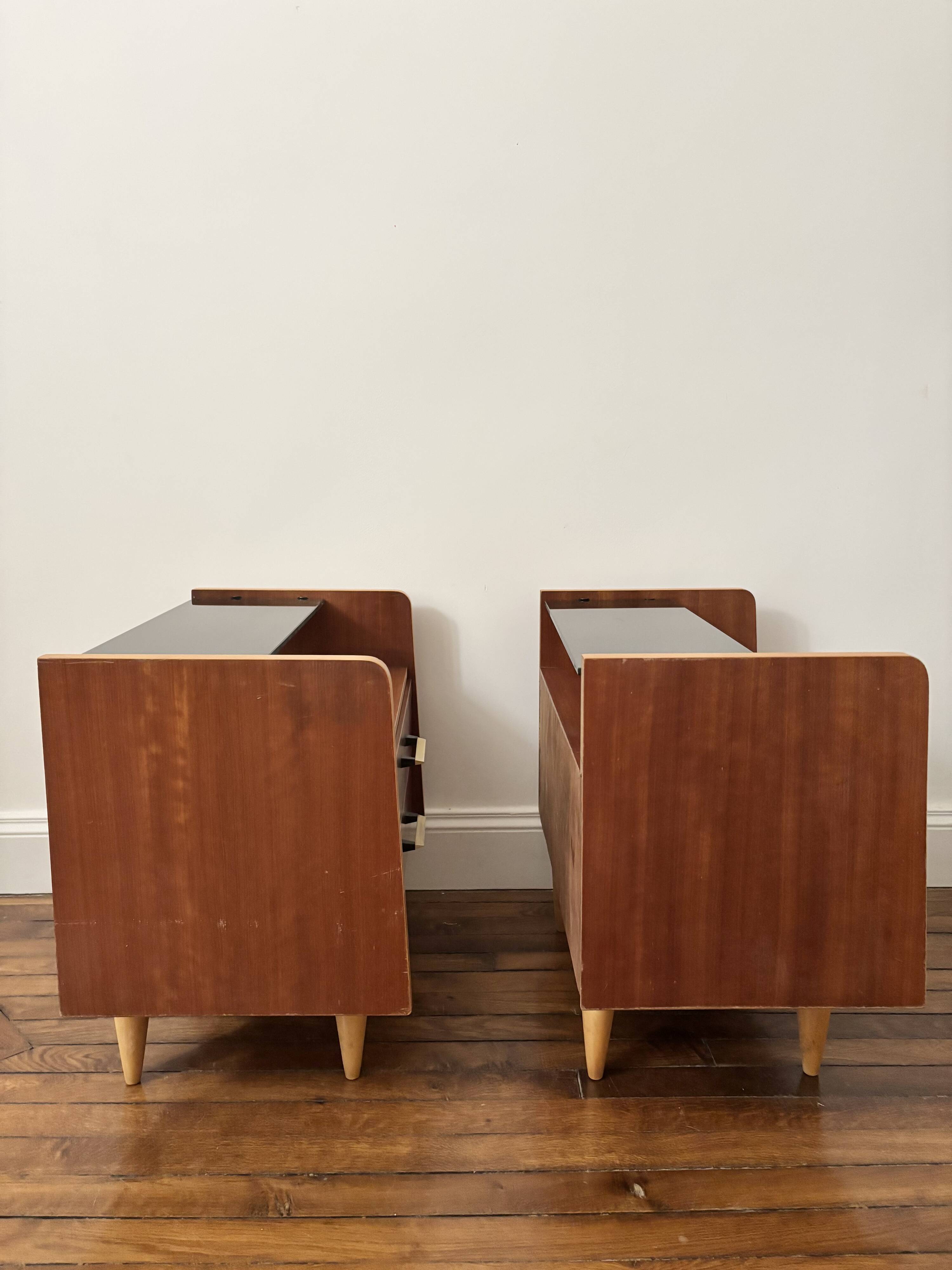 Paire tables de chevet vintage mid-century