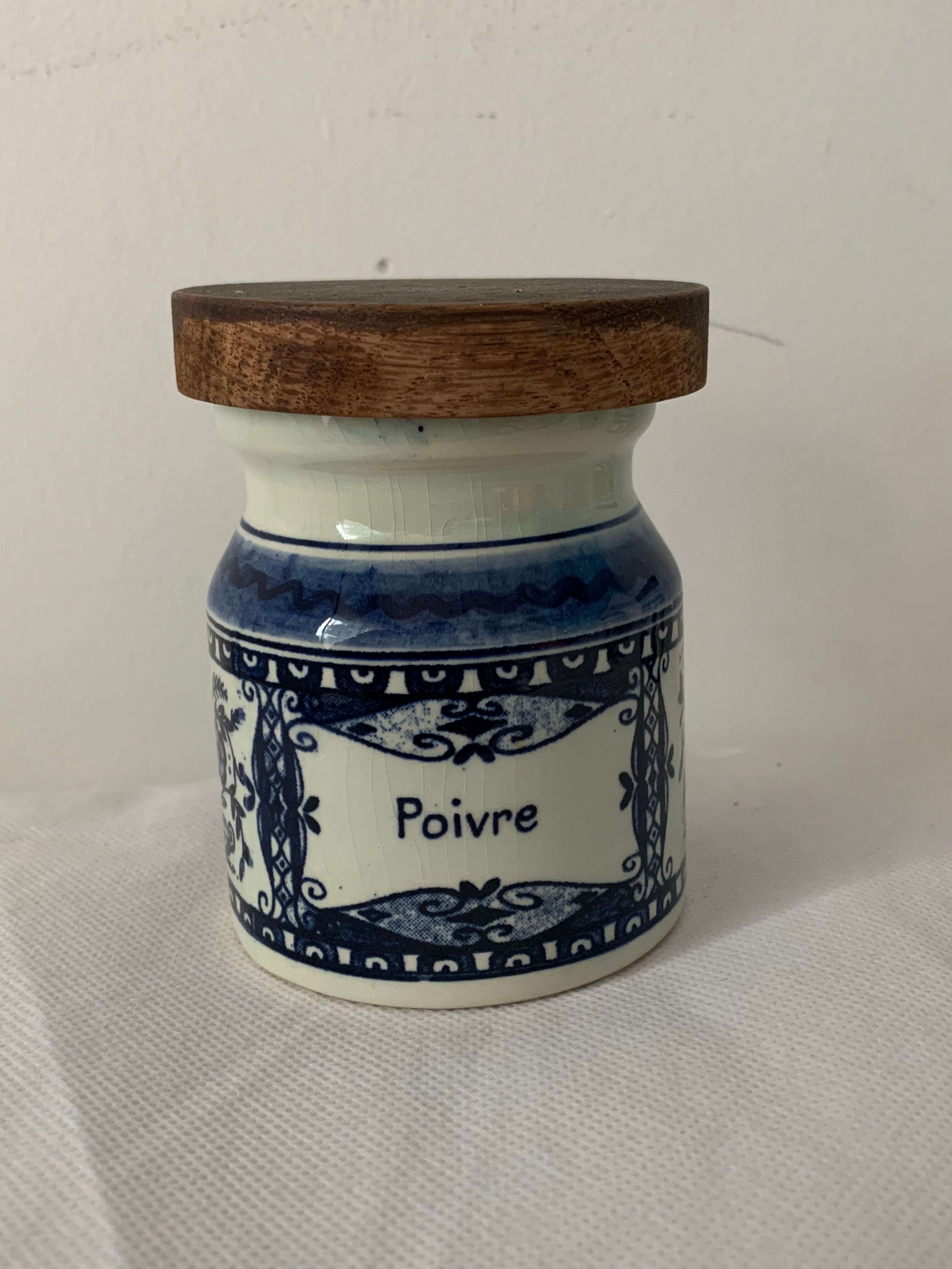 4 old blue and white delfts earthenware spice jars