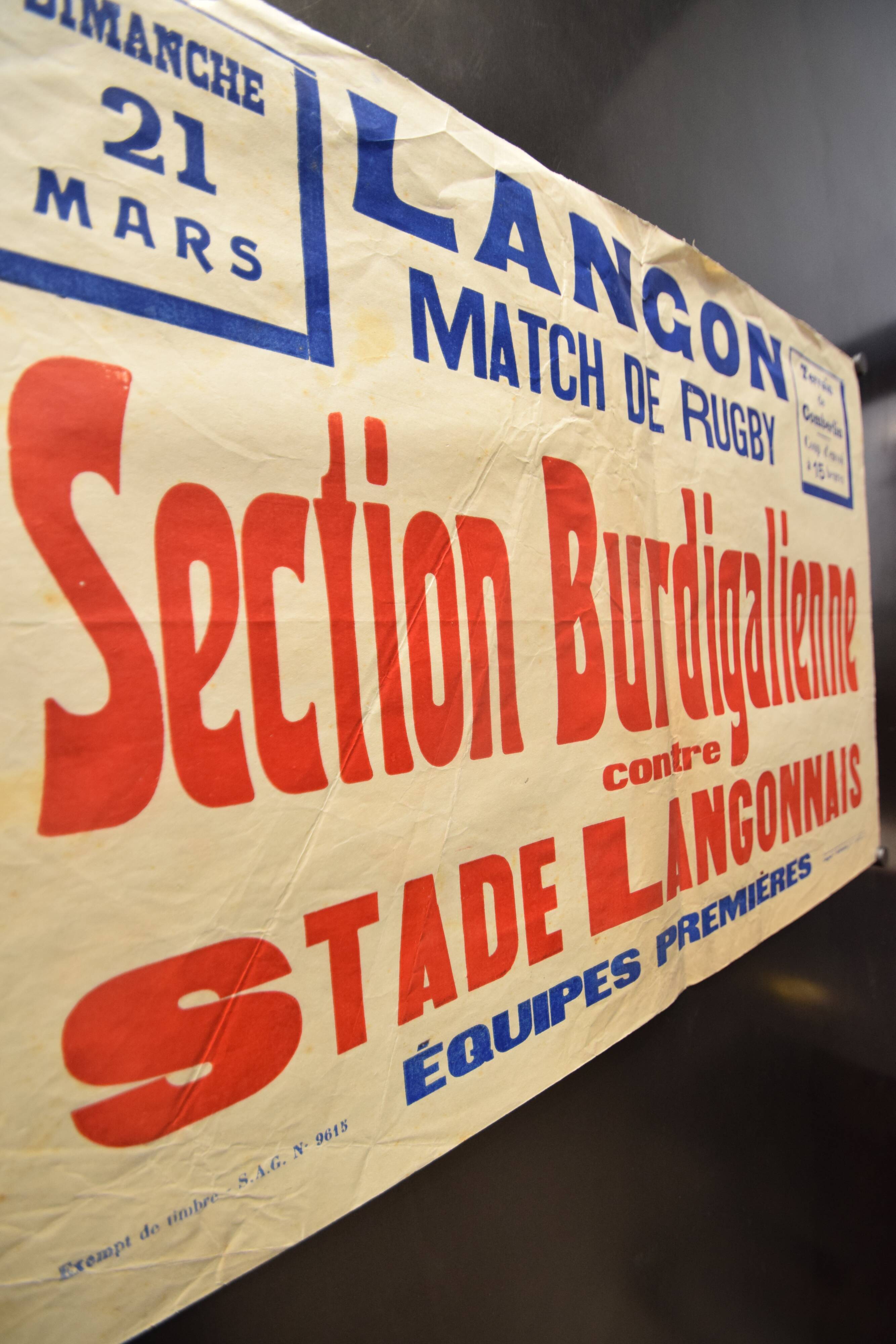 "Rugby Match" poster - City of Langon - 1930s