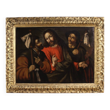 Peinture espagnole antique du XVIIe siècle, Christ et les disciples.