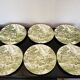 Set of 6 flat plates english style Lunéville verte