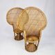 Set of 2 Vintage Rattan and Wicker Peacock Chairs, 1970s