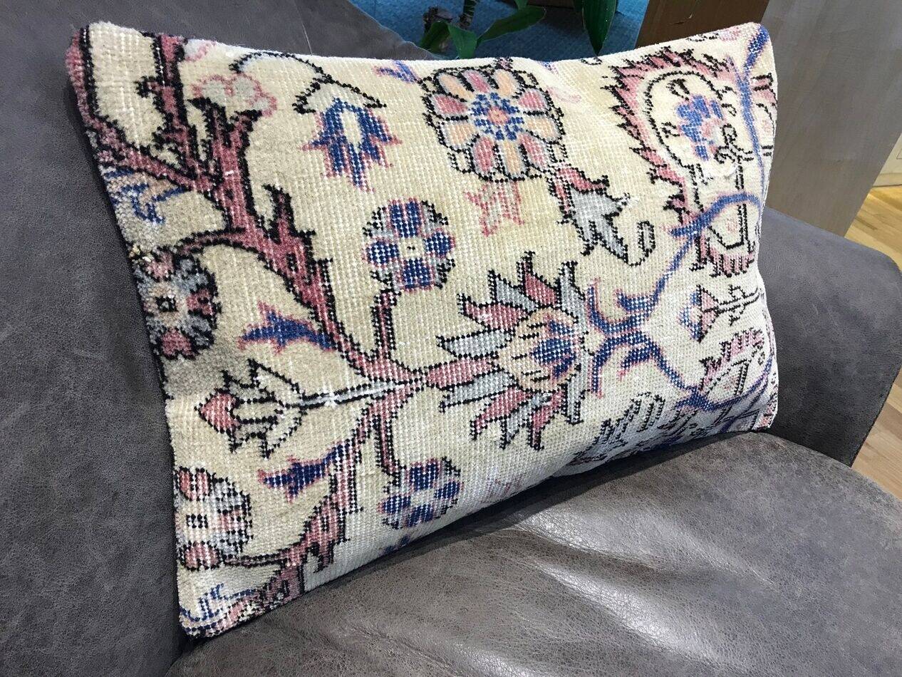 Housse de coussin lombaire en tapis décoloré 40x60 cm