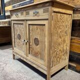 Small low buffet in pitch pine - 1940s - Sandblasted