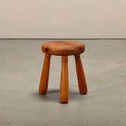 Scandinavian wooden tripod Stool solid pine in style of Ingvar Hildingsson