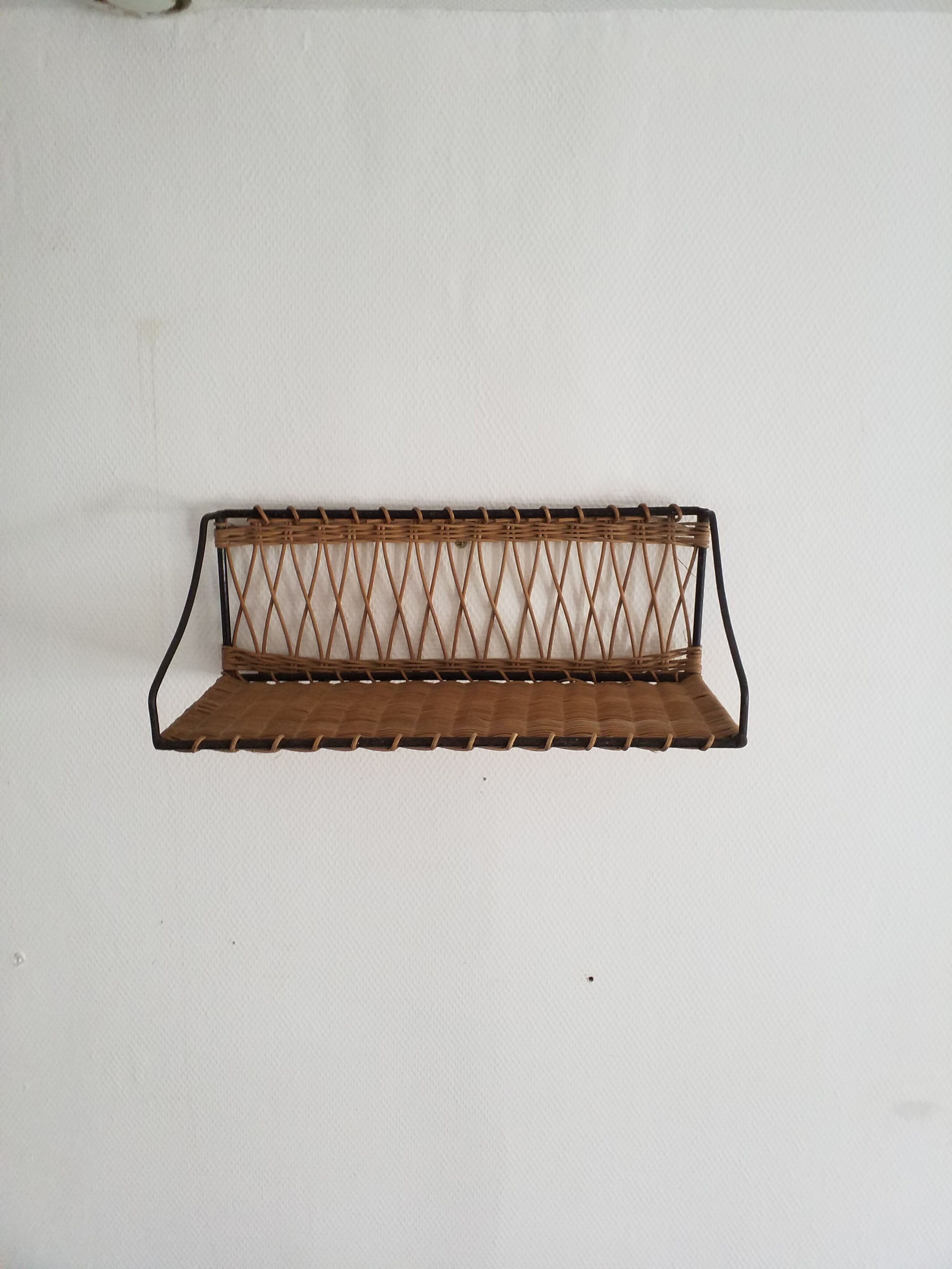 Rattan wall shelf