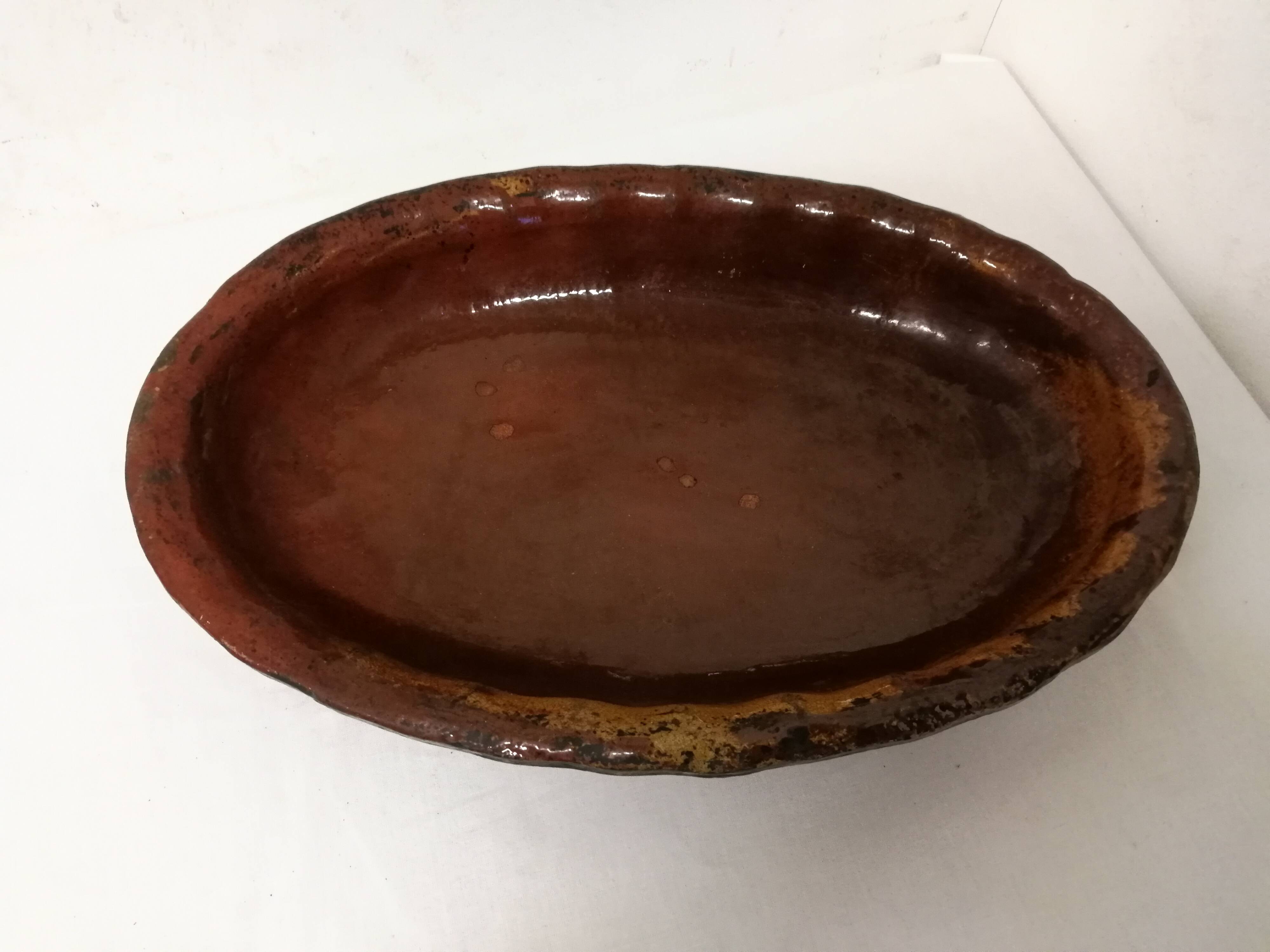 Old Dish In glazed gadrooned terracotta