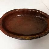 Old Dish In glazed gadrooned terracotta