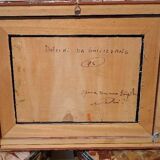 Oil painting of figures on panel in the Impressionist style from the 50s/60s.