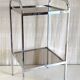 Side table in chrome metal and smoked glass - 70s/80s
