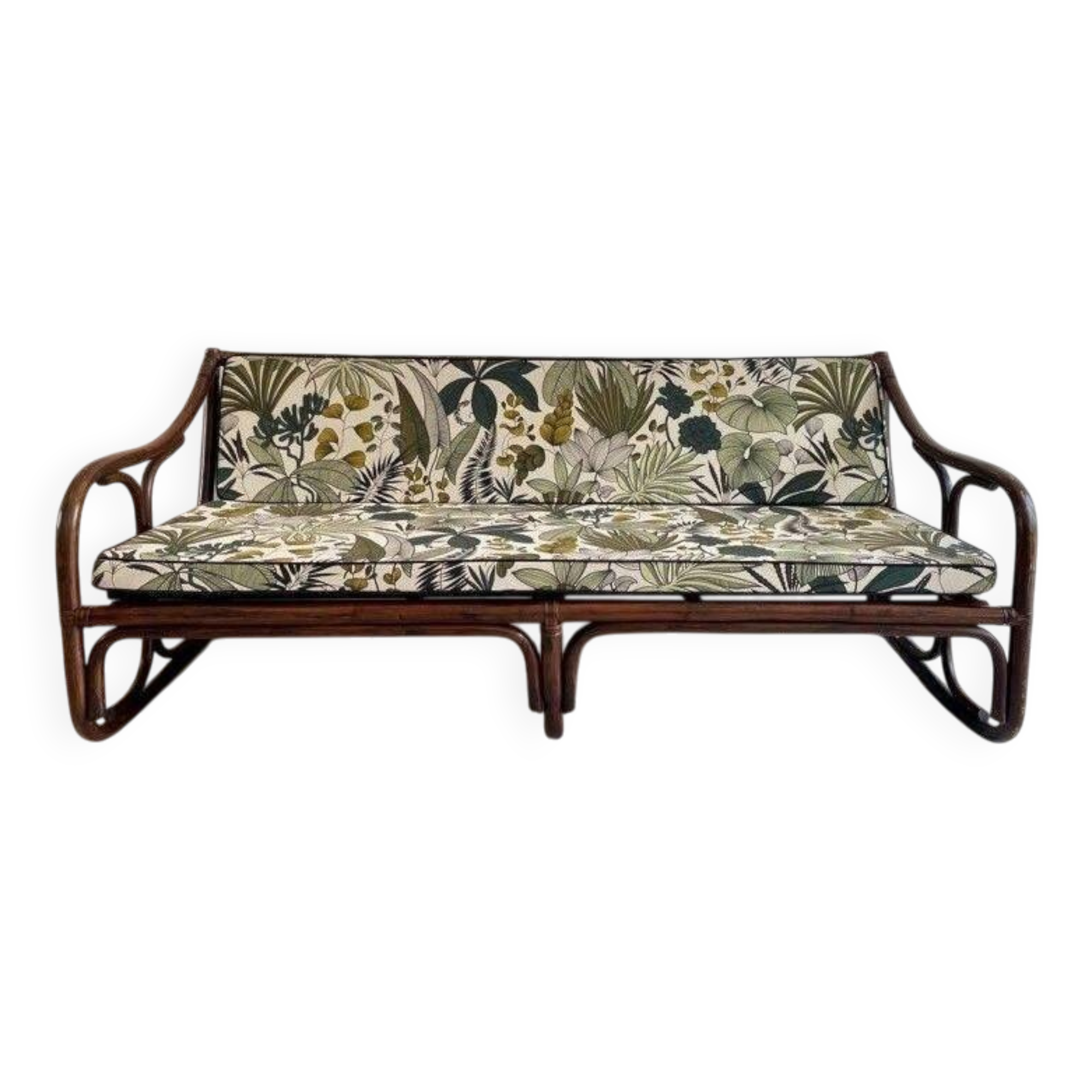 Vintage rattan bench from Maison Kok