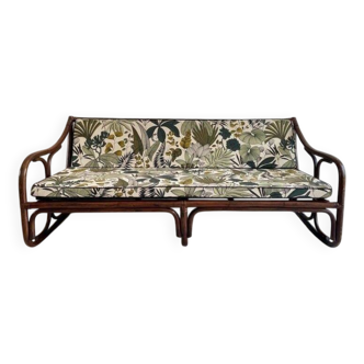 Vintage rattan bench from Maison Kok