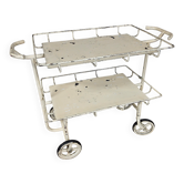 Vintage large metal hospital trolley linen nurse cart