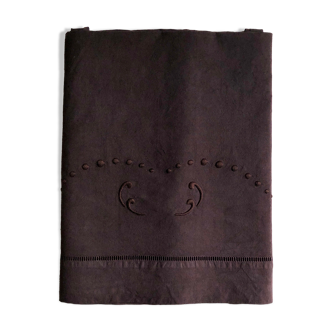 Old linen and cotton sheet tinted eggplant