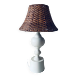 Large turned white wooden lamp