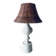 Large turned white wooden lamp