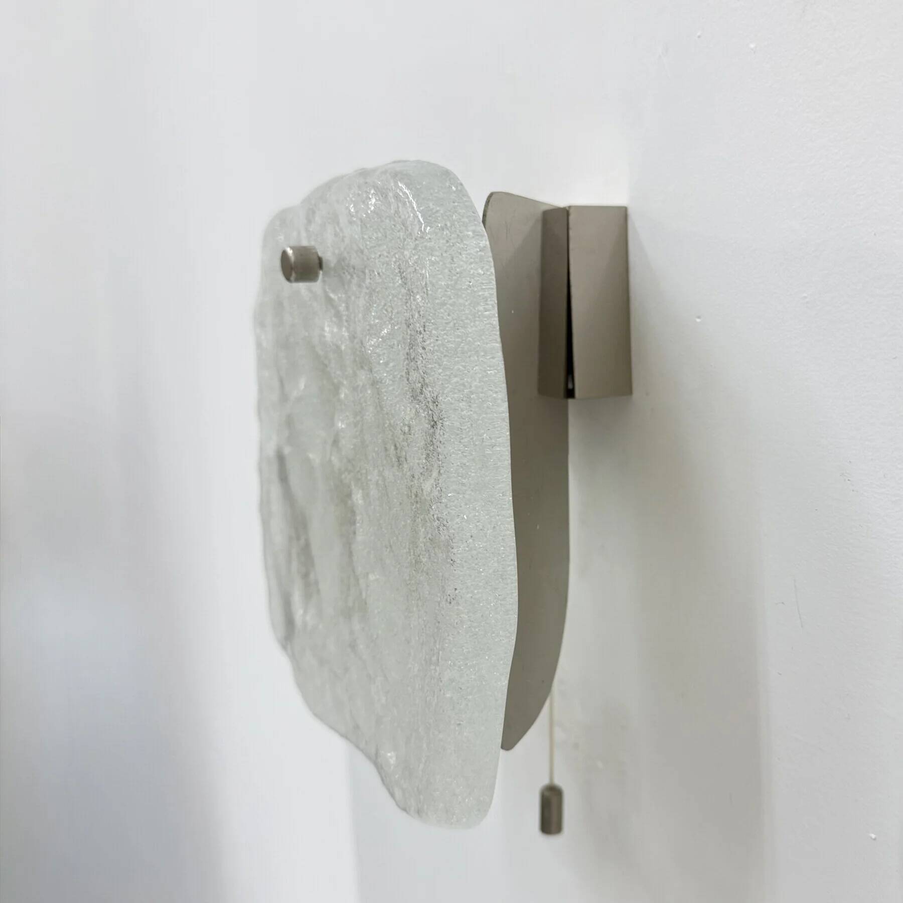 Set of 2 J.T. Kalmar ice glass wall lamps sconce, 1970s, Germany