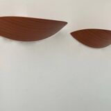 Pair of vintage wall lights, thermoformed wood, France 1970