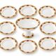 Porcelain service MG early 20th century 8 plates and 1 compote.