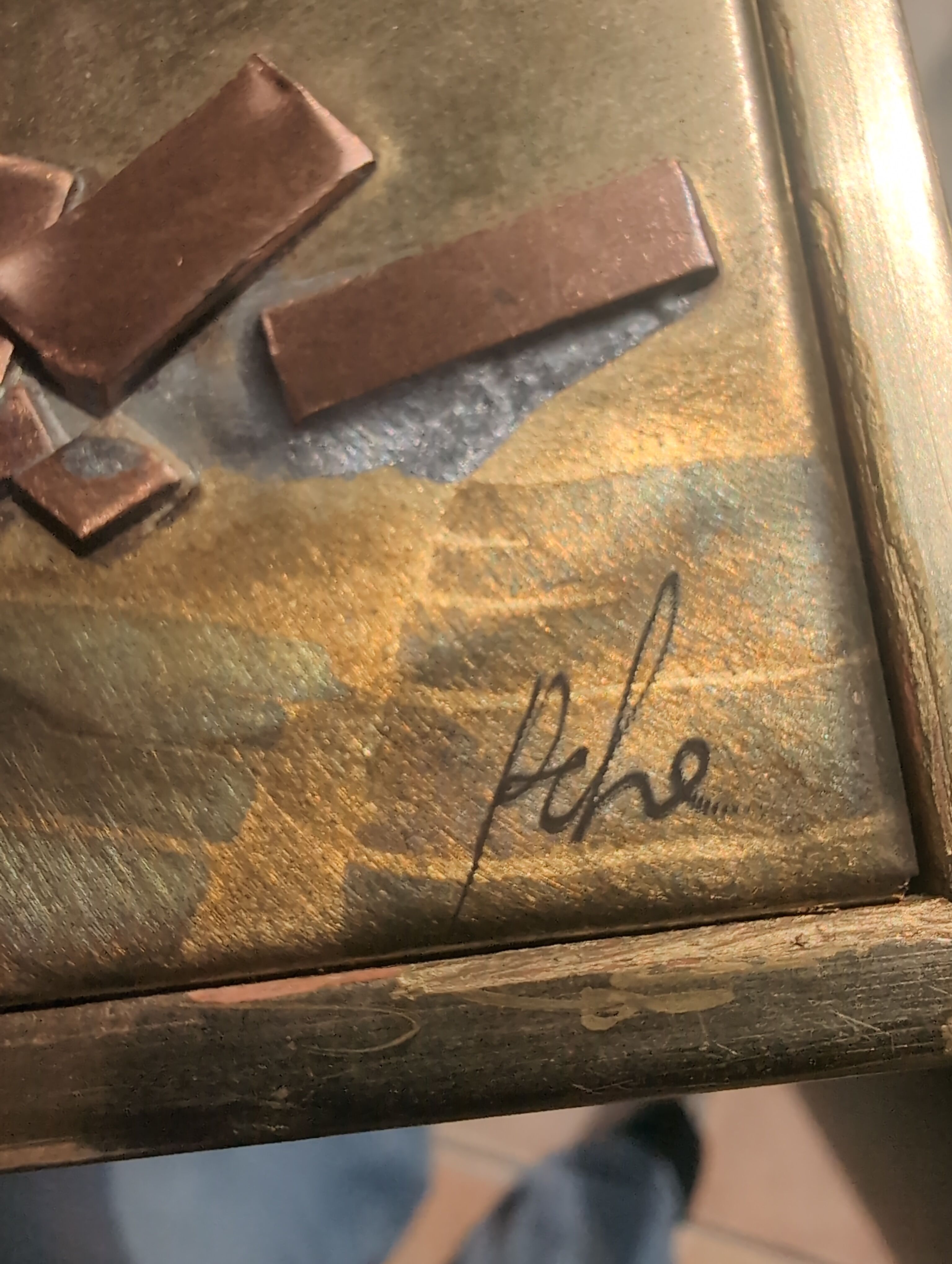 Brutalist mirror signed from the 70s.