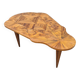 Vintage art deco coffee table with geometric marquetry
