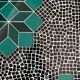Table basse en mosaïque céramique vert sauge et noir, Allemagne, années 1970