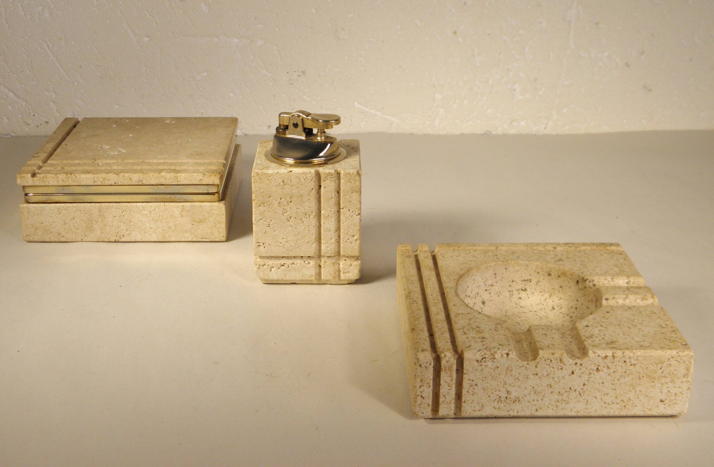Mannelli travertine smoking set