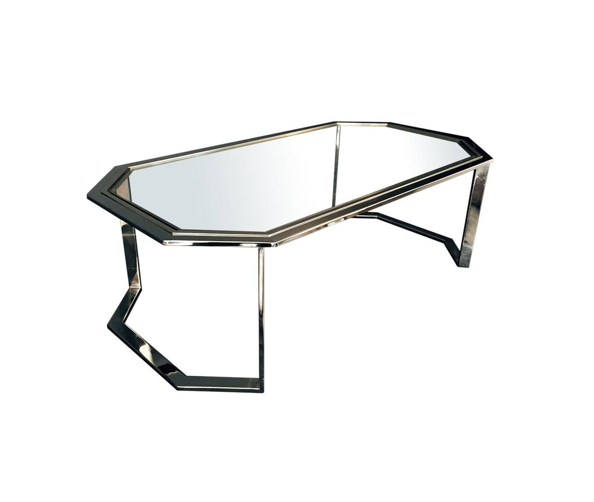 Vintage metal chrome and gold coffee table