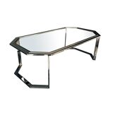 Table basse vintage metal chrome et doré