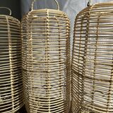 Large lantern-shaped rattan pendant lamp H50 D24