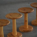 Set of 4 stools / bases in pine by Rainer Daumiller, Danish, mid-20th century, 1970.