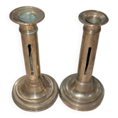Pair of Antique Candle Holders Solid Brass XIX Vintage Broca