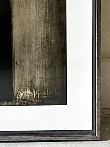 Large framed lithograph under glass by Pierre Soulages, Gandur Foundation.