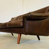 Vintage Danish mid-century retro Aage Christiansen (Matador) leather sofa 60s