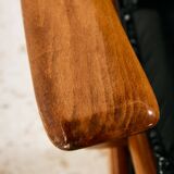 Fauteuil en hêtre avec revêtement en cuir
